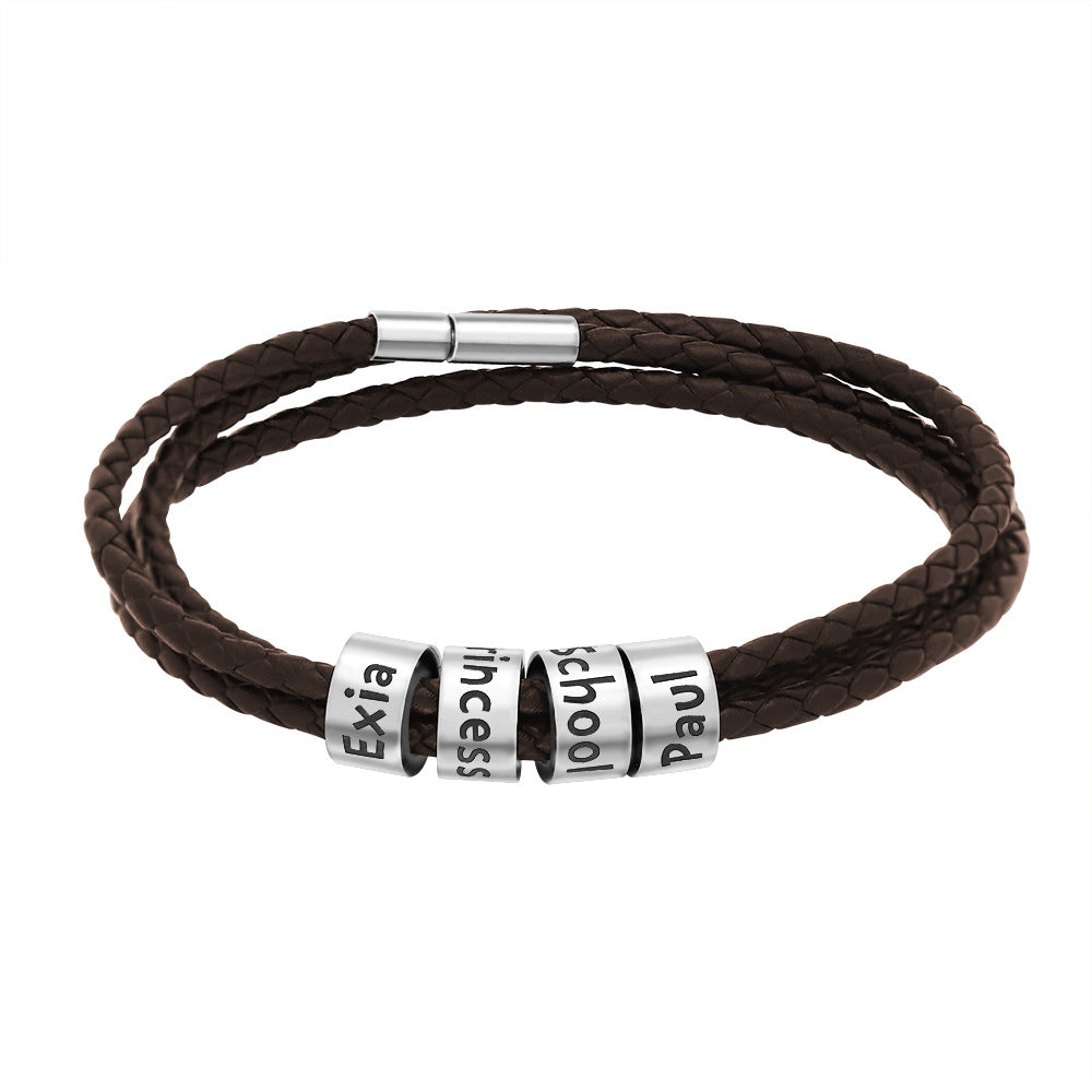 Custom Fashion Braided Adjustable Engraved Men Bracelet - The Pet Pillow