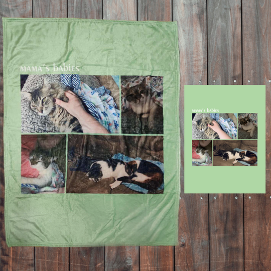 Custom Pet Photo Collage Editable Color Fleece Blanket with 4 Pet Photos - The Pet Pillow