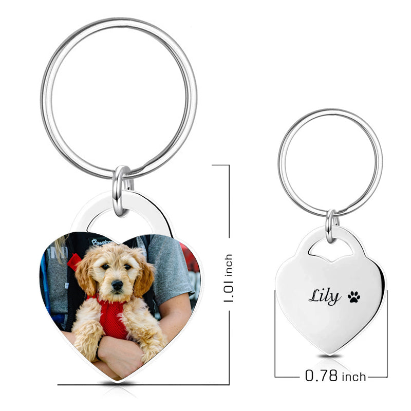 Customized Pet Photo 925 Silver Heart Shaped Keychain - The Pet Pillow