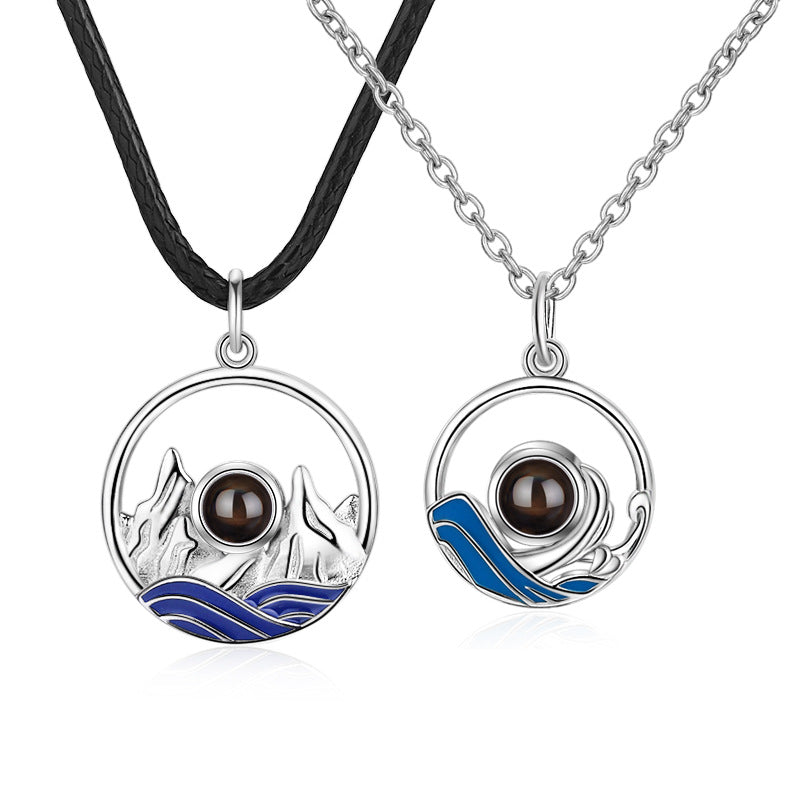 Sea and Mountain Couples Custom Projection Necklace - Package Two - The Pet Pillow