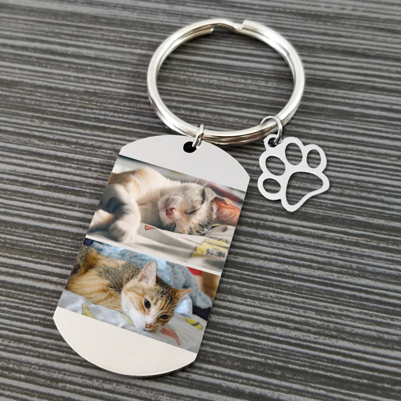 Custom Pet Photos Collage Editable Keychain - The Pet Pillow