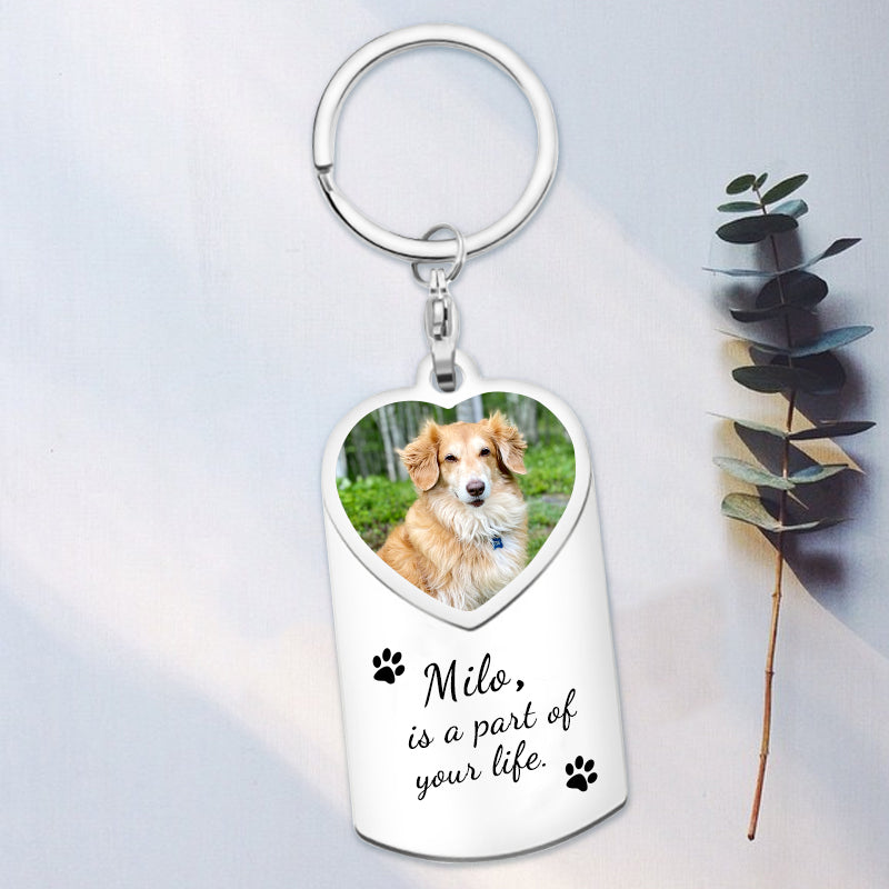 Custom Pet Photos and Message Keychain, Paw or Wheat Pattern - The Pet Pillow