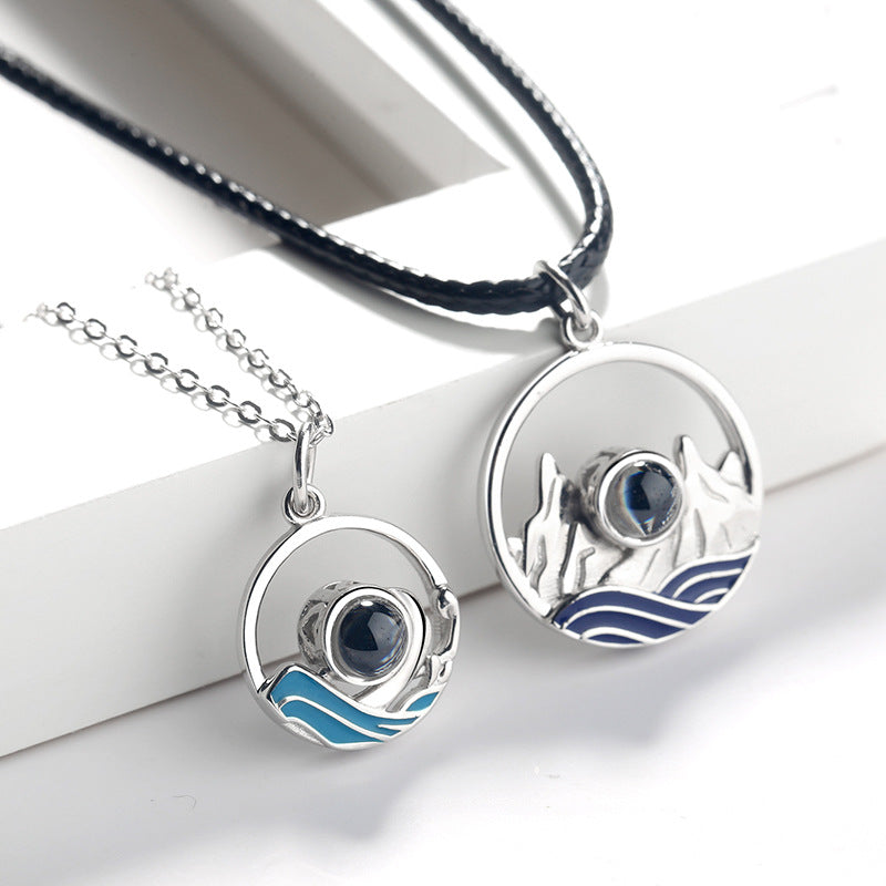 Sea and Mountain Couples Custom Projection Necklace - Package Two - The Pet Pillow