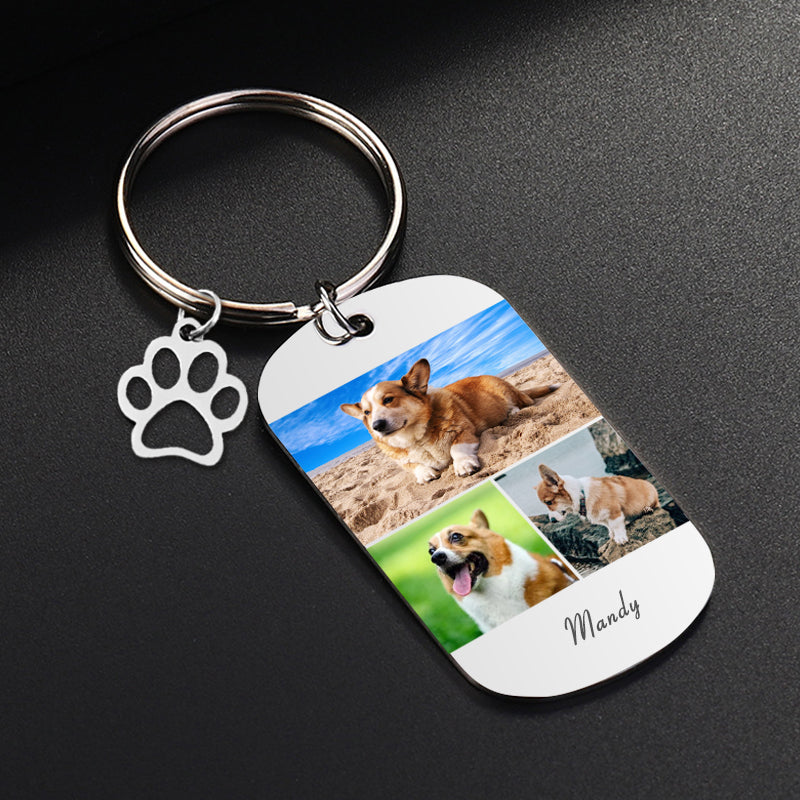 Custom Pet Photos Collage Editable Keychain - The Pet Pillow