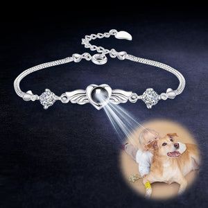 Heart with Wings Custom Pet Projection Bracelet - The Pet Pillow