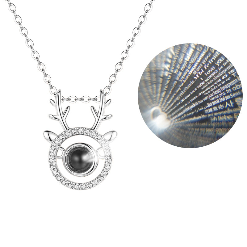 Antlers Shaped Custom Pet Projection Necklace - The Pet Pillow
