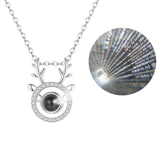 Antlers Shaped Custom Pet Projection Necklace - The Pet Pillow