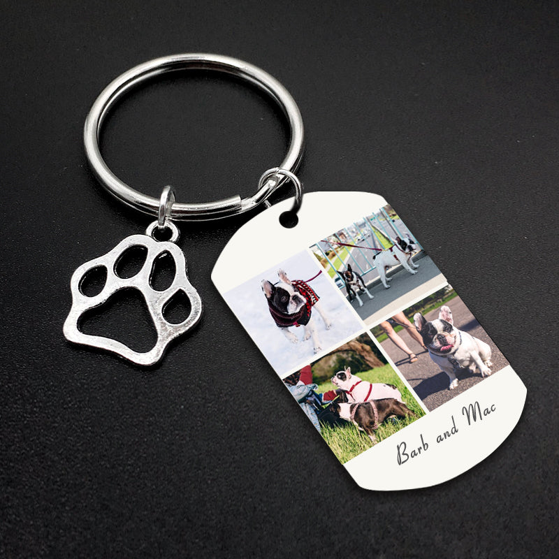 Custom Pet Photos Collage Editable Keychain - The Pet Pillow