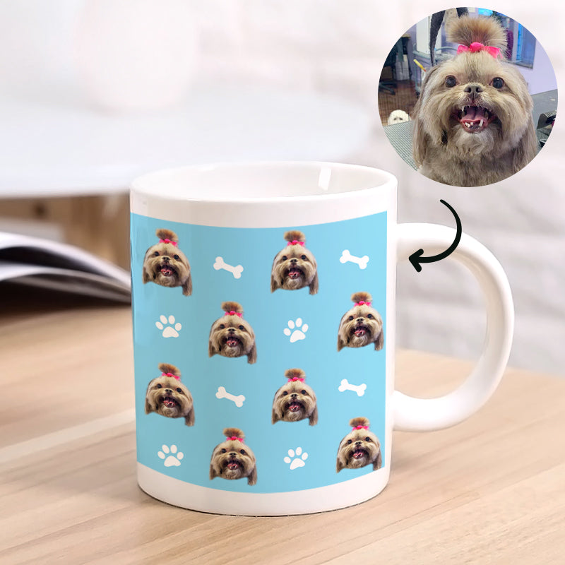 Custom Pet Multi-Face Photo Mug with Bones - The Pet Pillow