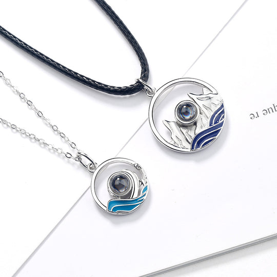 Sea and Mountain Couples Custom Projection Necklace - Package Two - The Pet Pillow