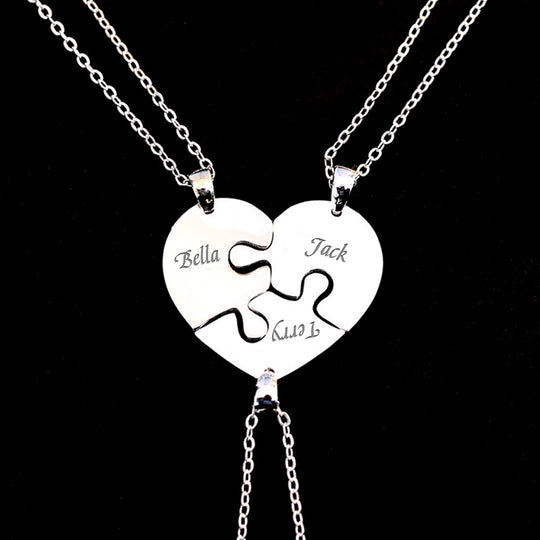 Custom Pet Family Name Puzzle Necklace, 3 Pieces - The Pet Pillow