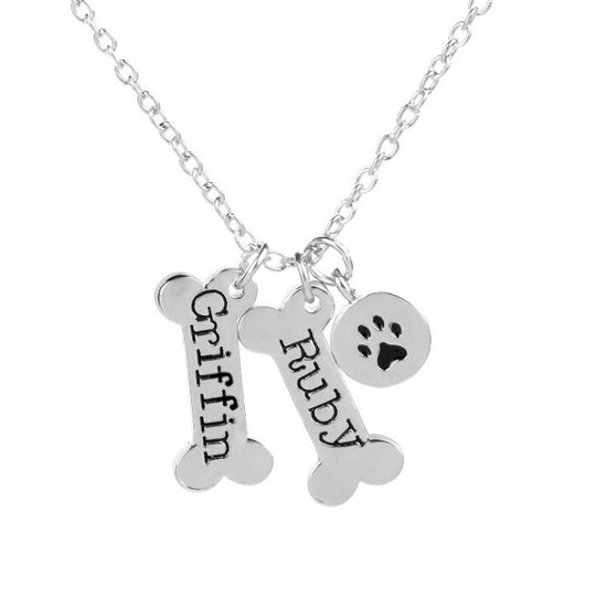 Custom Dog Bone Paw Prin Memorial Necklace for Pet Lover - The Pet Pillow