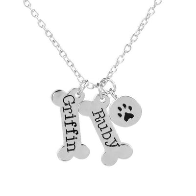 Custom Dog Bone Paw Prin Memorial Necklace for Pet Lover - The Pet Pillow