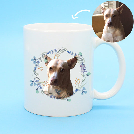 Custom Pet Photo 11oz Mug with Garland Option - The Pet Pillow