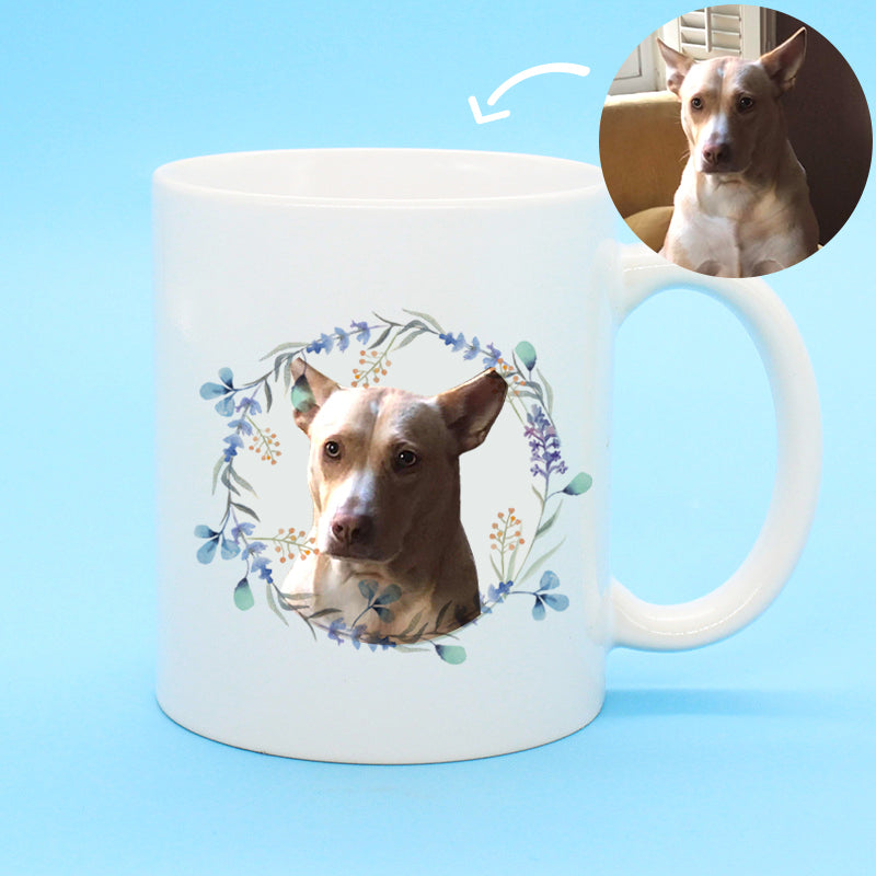 Custom Pet Photo 11oz Mug with Garland Option - The Pet Pillow