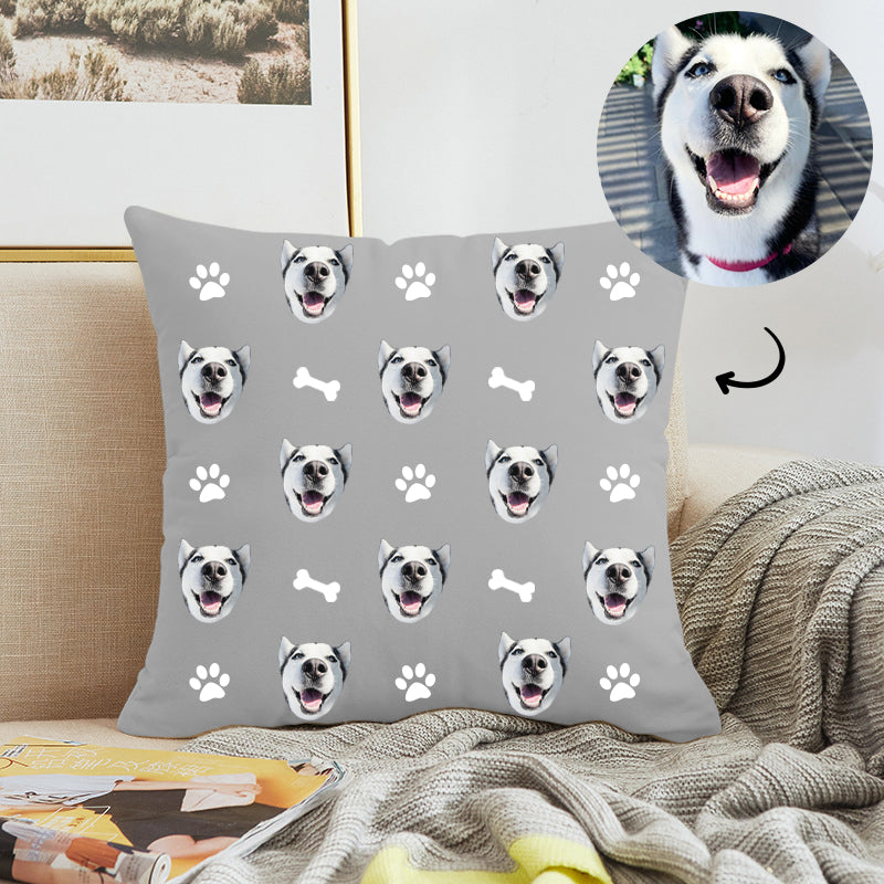 Customized Pet Multi-Face Square Pillow with Bones, Double-Sided Printing - The Pet Pillow