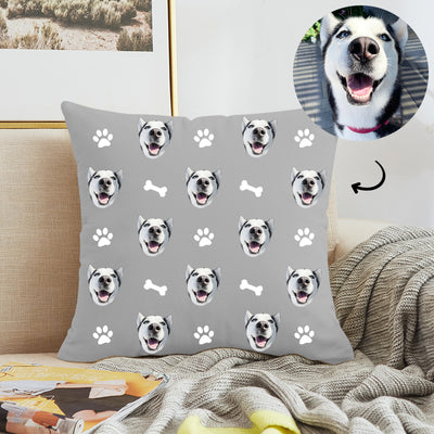Customized Pet Multi-Face Square Pillow with Bones, Double-Sided Printing - The Pet Pillow