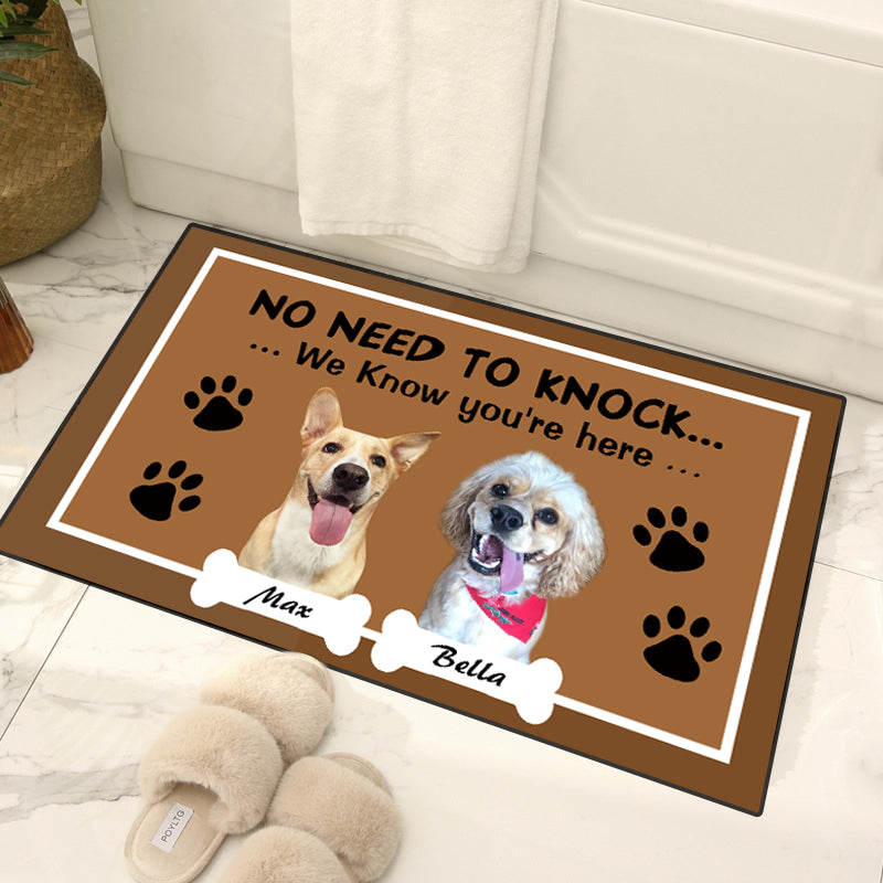 ”No Need to Knock“ Custom Pet Photo Doormat - The Pet Pillow