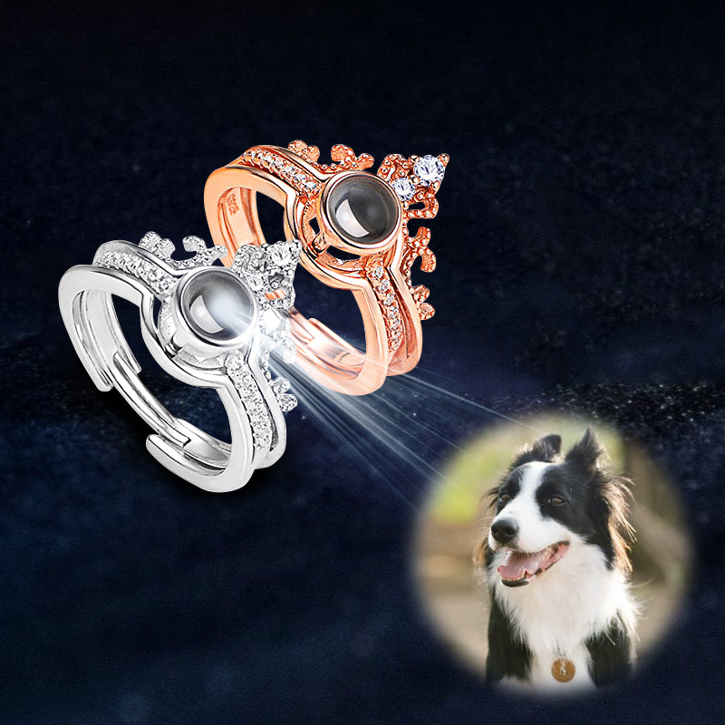 Crown Shaped Custom Pet Projection Ring - The Pet Pillow