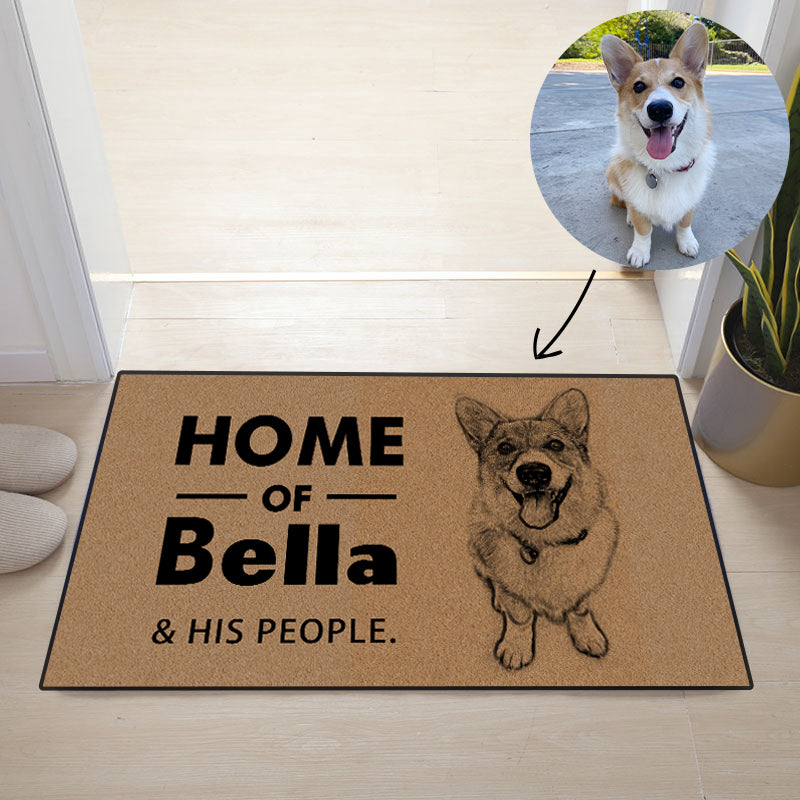 "Home of Your Pet and Her People" Custom Pet Photo Doormat - The Pet Pillow