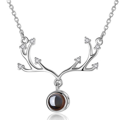 Multi-Zirconium Antlers Custom Pet Projection Necklace - The Pet Pillow