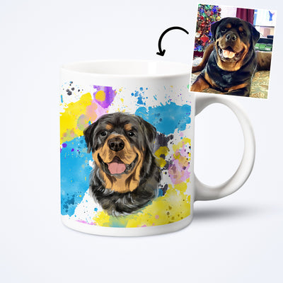 Custom Colorful Pet Portrait Coffee Mug, Hand Drawing Dog Memorial Gift for Pet Owners - The Pet Pillow