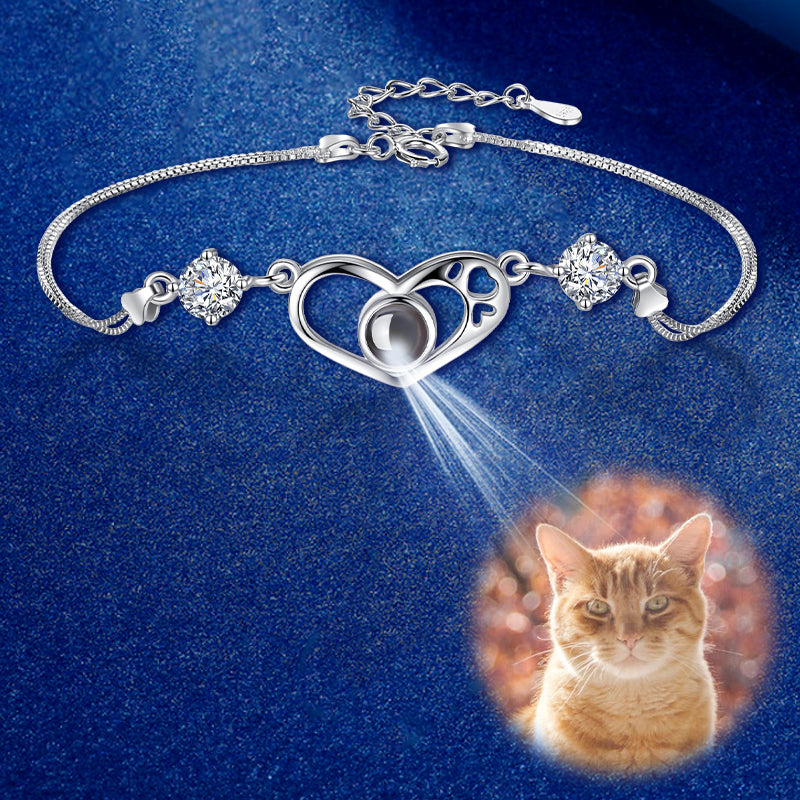 Custom Pet Photo Heart Shaped Projection Bracelet - The Pet Pillow