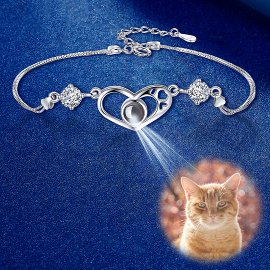 Custom Pet Photo Heart Shaped Projection Bracelet - The Pet Pillow