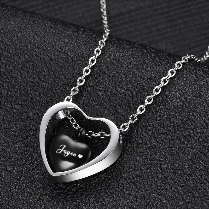 Custom Pet Ashes Necklace - Double Heart - The Pet Pillow