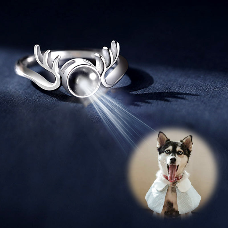 Custom Pet Photo Antle Shape Projection Ring - The Pet Pillow