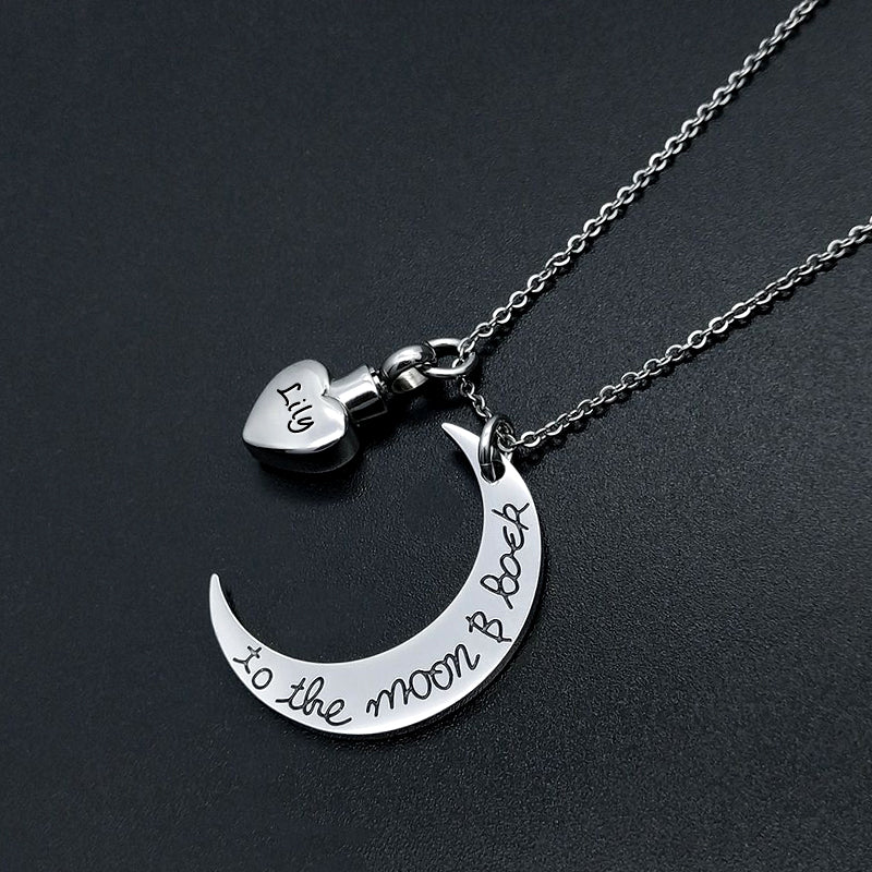 Custom Pet Ash Necklace - I Love U to the Moon B Back - The Pet Pillow