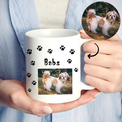 Custom Pet Paw Print Mug with your Pet Photo - The Pet Pillow