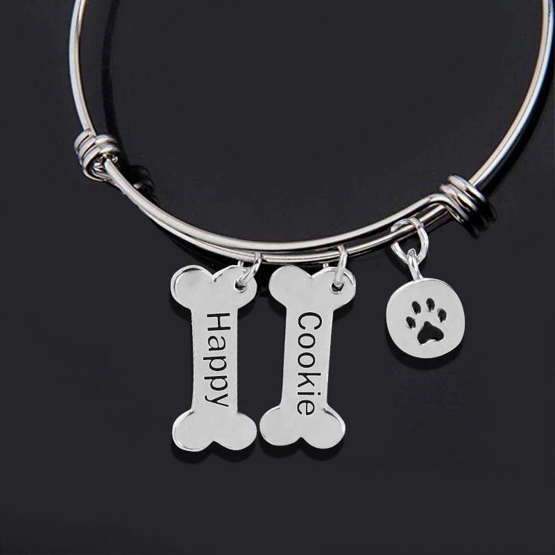 Custom Dog Bone Paw Prin Memorial Bracelet - The Pet Pillow