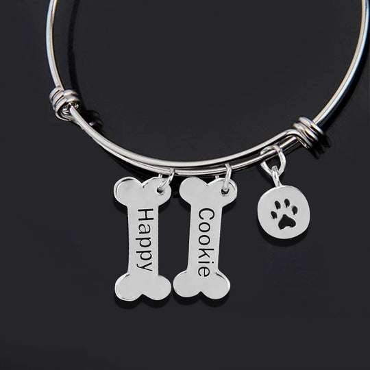 Custom Dog Bone Paw Prin Memorial Bracelet - The Pet Pillow