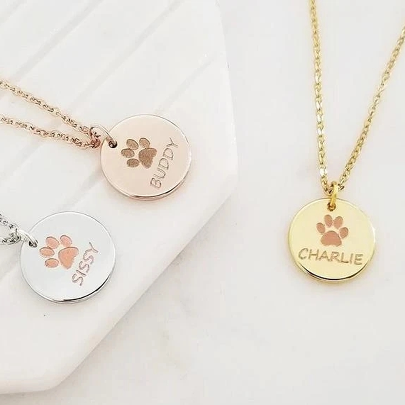 Custom Pet Paw Print and Name Necklace - The Pet Pillow