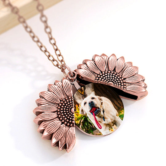 Custom Pet Photo Sunflower Necklace - The Pet Pillow
