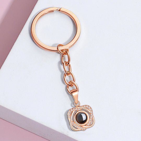 Custom Pet Projection Keychain - Double Heart - The Pet Pillow