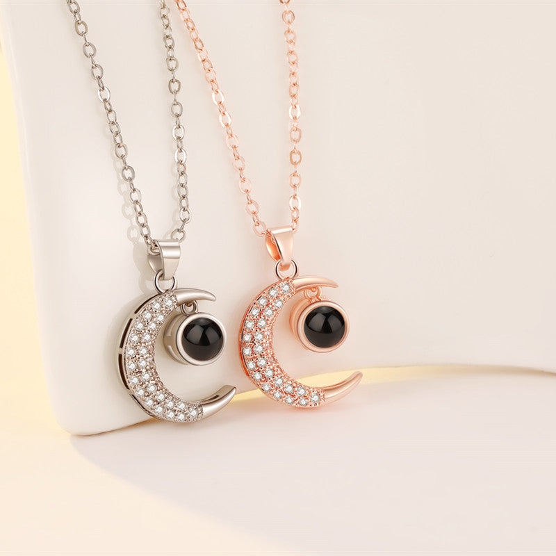 Custom Pet Projection Necklace - Moon and Sun - The Pet Pillow