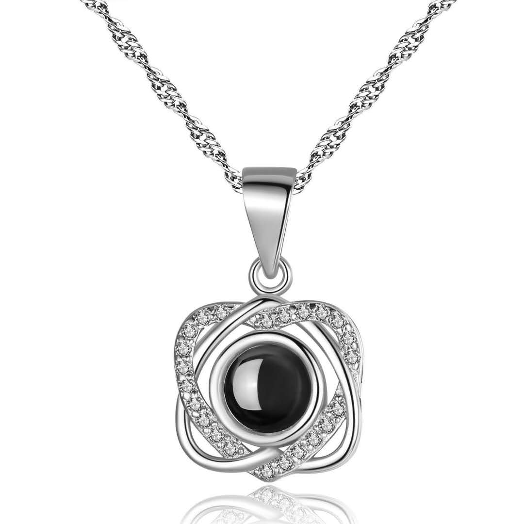 Custom Pet Projection Necklace - Double Heart - The Pet Pillow