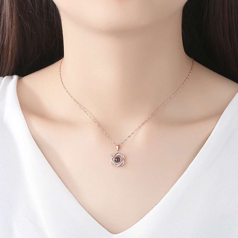 Custom Pet Projection Necklace - Double Heart - The Pet Pillow