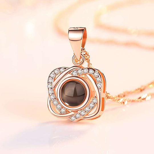 Custom Pet Projection Necklace - Double Heart - The Pet Pillow