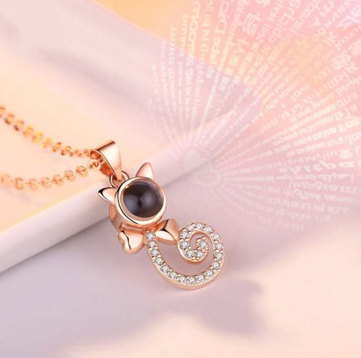 Custom Cat Shape Projection Necklace - The Pet Pillow
