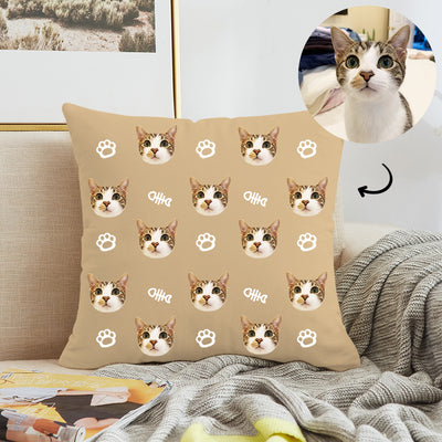 Customized Pet Multi-Face Square Pillow with Bones, Double-Sided Printing - The Pet Pillow