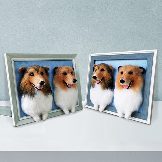 Custom Pet Plush with Photo Frame, Custom Stuffed Animals of Your Pet, for Two Pet - The Pet Pillow