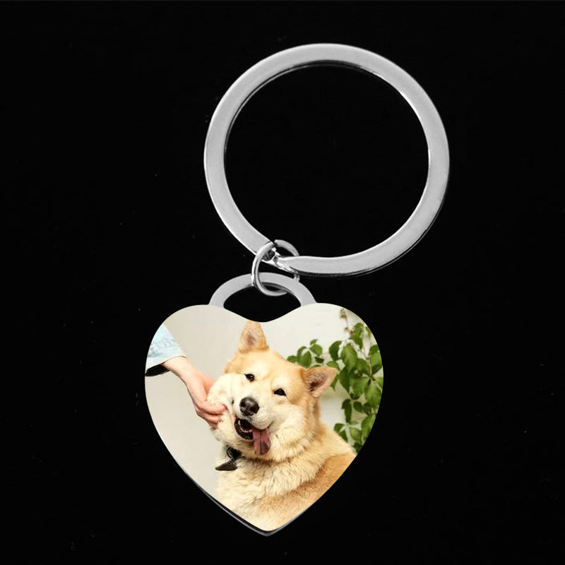 Customized Pet Photo 925 Silver Heart Shaped Keychain - The Pet Pillow