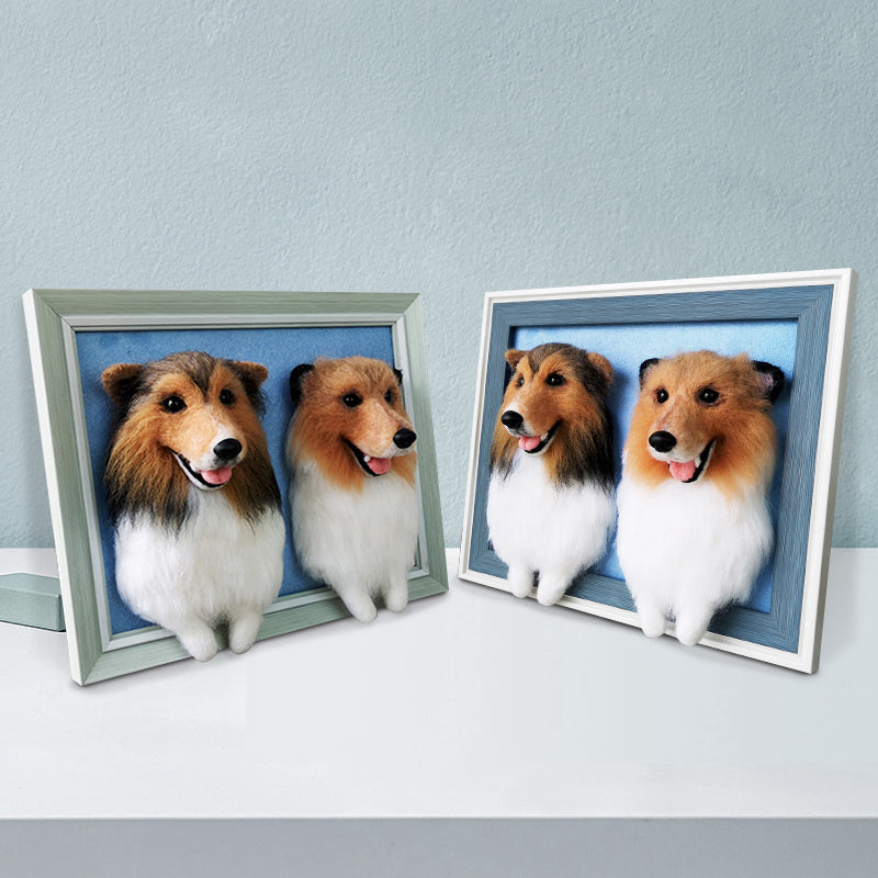 Custom Pet Plush with Photo Frame, Custom Stuffed Animals of Your Pet, for Two Pet - The Pet Pillow