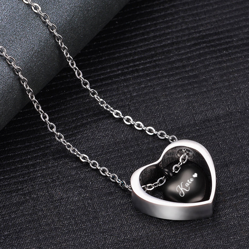 Custom Pet Ashes Necklace - Double Heart - The Pet Pillow