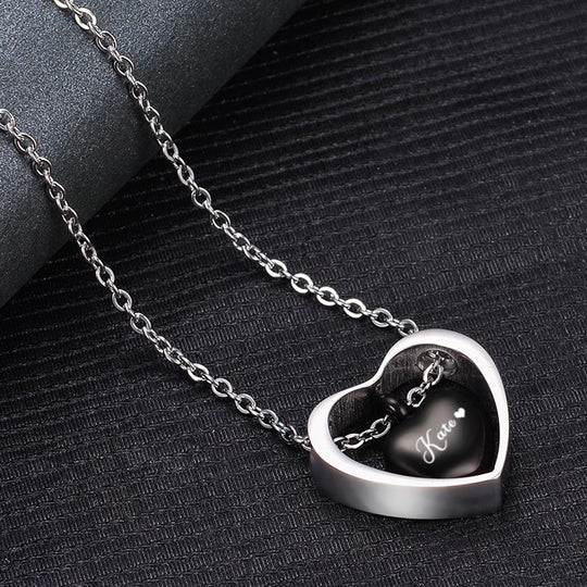 Custom Pet Ashes Necklace - Double Heart - The Pet Pillow