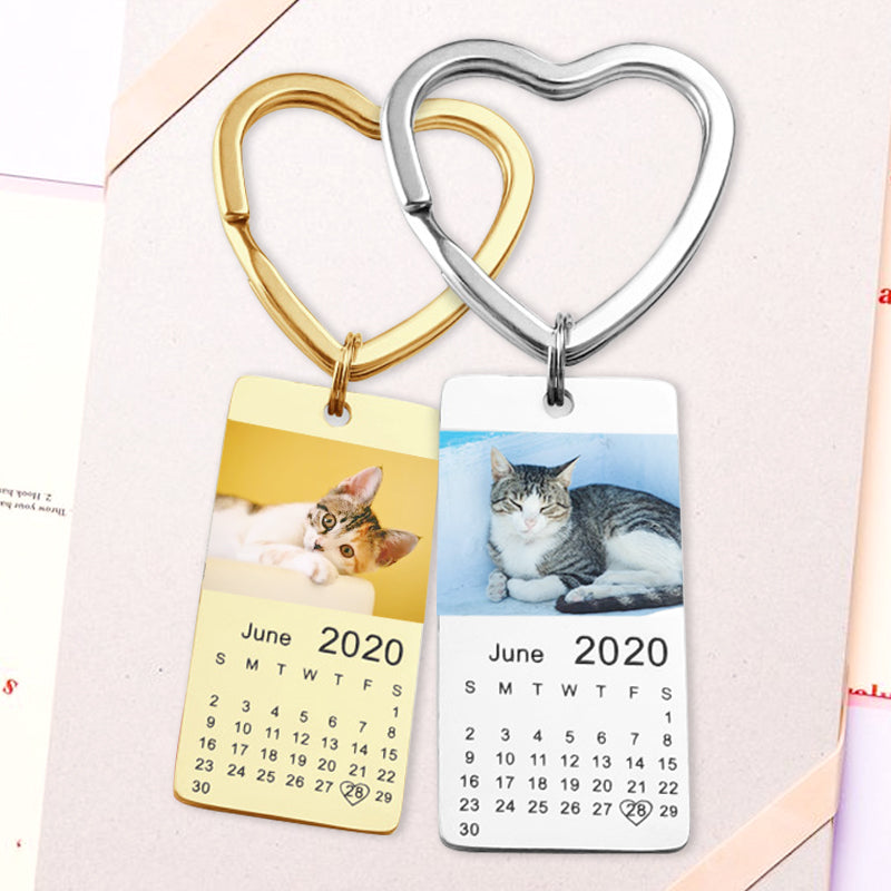 Custom Pets Original Photos and Calendar Keychains, Remember Special Days - The Pet Pillow