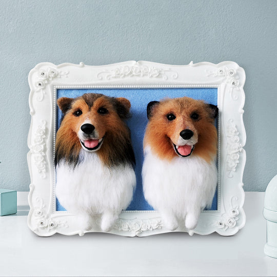 Custom Pet Plush with Photo Frame, Custom Stuffed Animals of Your Pet, for Two Pet - The Pet Pillow